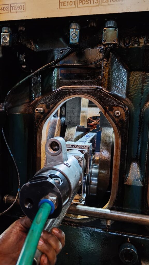 Emergency crankshaft repair on vessel